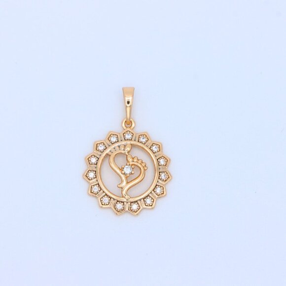 "Rose Gold Krishna Flute Pendant with Crystal Border, XPPT1579 - Picture 9 of 13